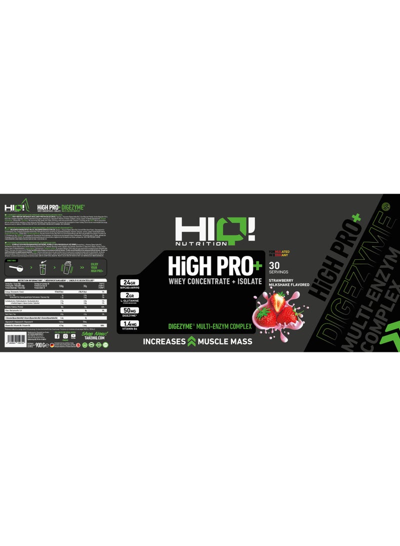 هاي كيو HIQ هاي برو+ مسحوق بروتين واي – شَرْبَة حَلِيب بالفراولة 900 غ - Image 2